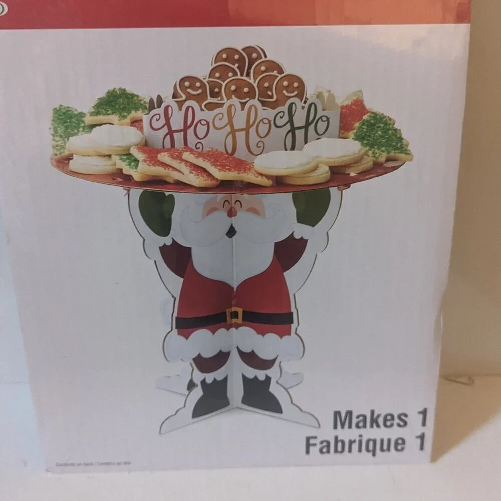 NEW Ho Ho Santa Claus Cookie Treat Stand Xmas Holiday Party Baking Kitchen Decor